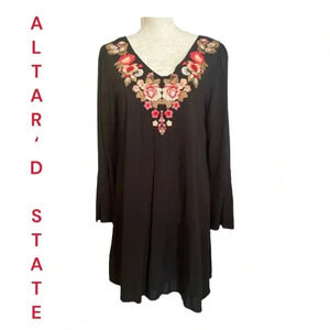 Altar’d State Black‎ Dress with Embroidery
